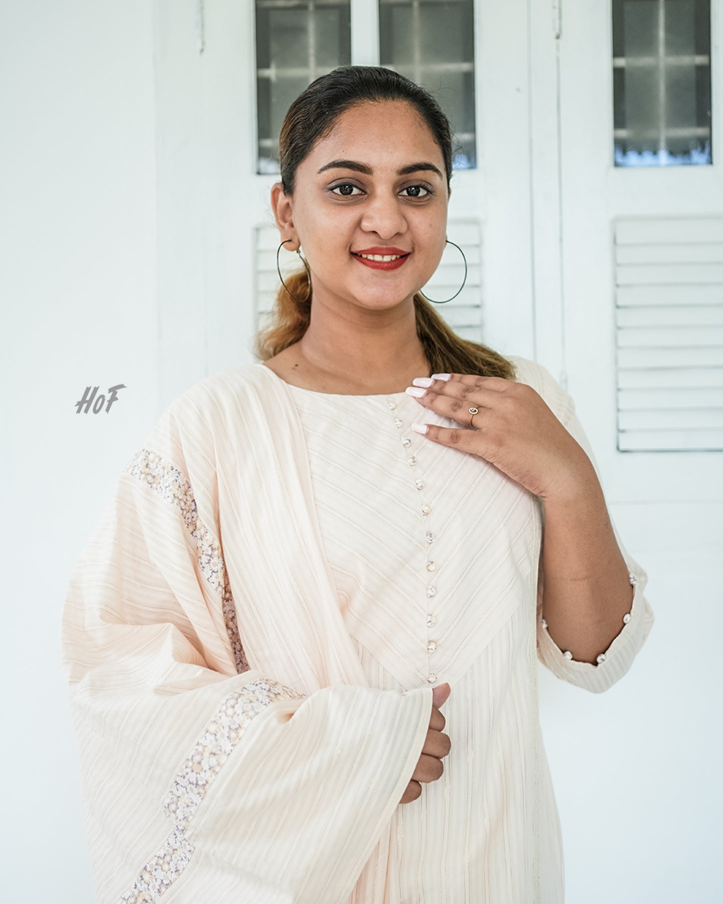 MyHof Women Off-White Cotton Suit Set
