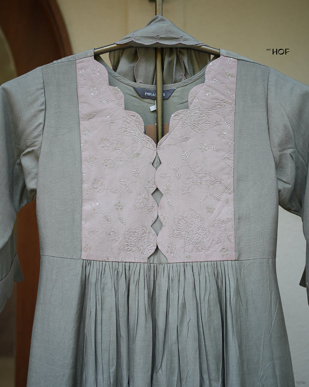 MyHof Beige Flared Suit Set In Muslin