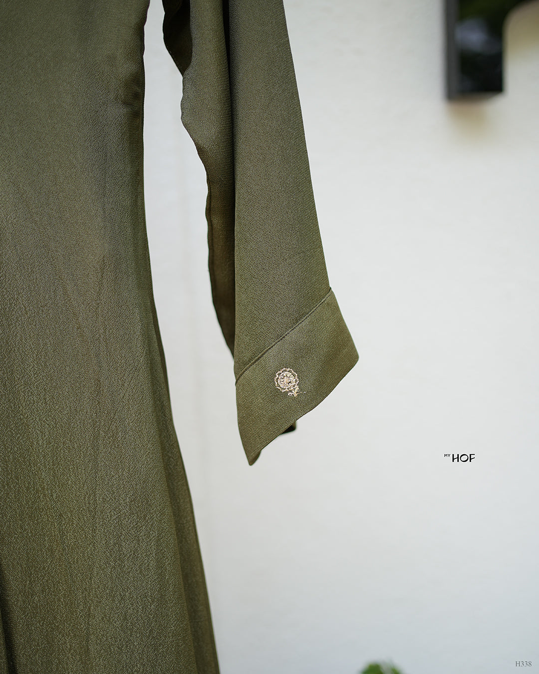 MY HOF Mehendi Green Suit Set In Crepe