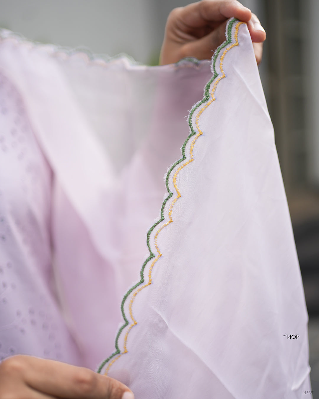 MY HOF Lavender Suit Set With Floral Embroidery In Cotton Hakoba