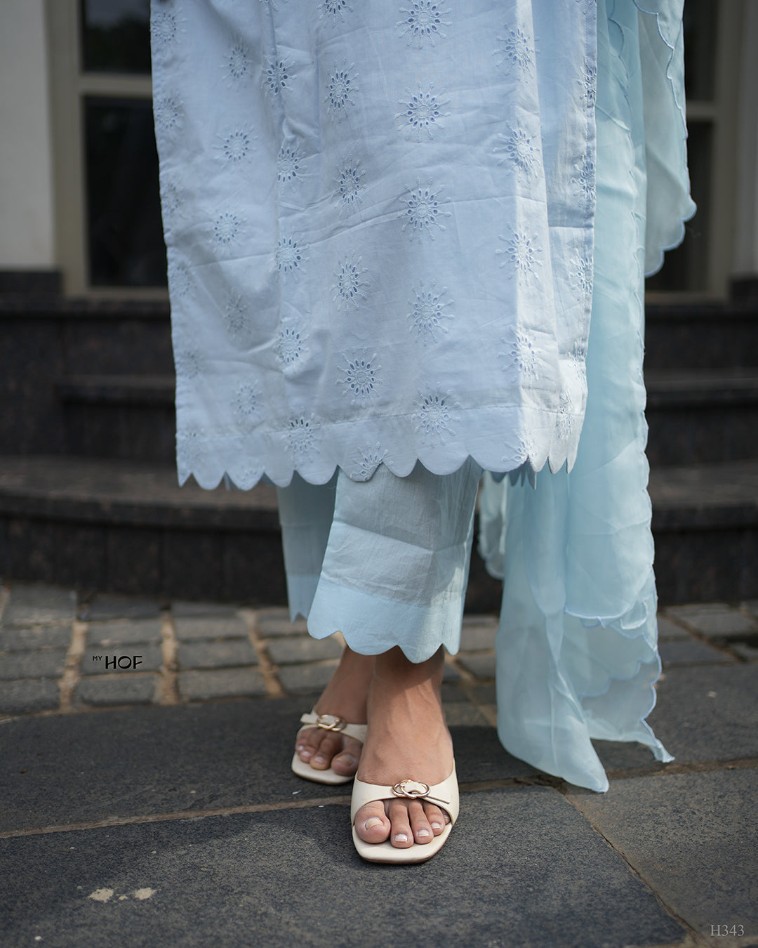 MY HOF Ice Blue Suit Set In Cotton Hakoba