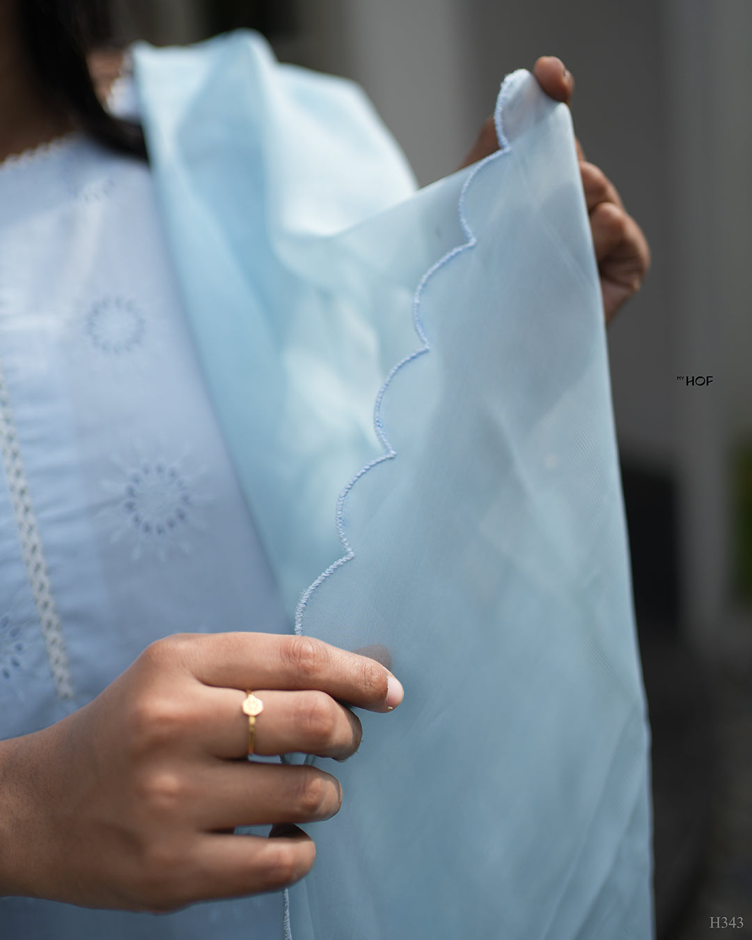 MY HOF Ice Blue Suit Set In Cotton Hakoba