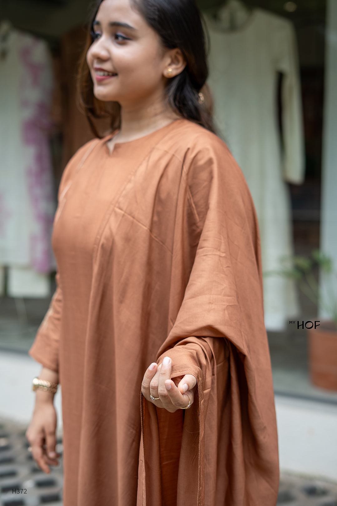 MY HOF Choco Brown Suit With Floral Zari Embroidery In Muslin