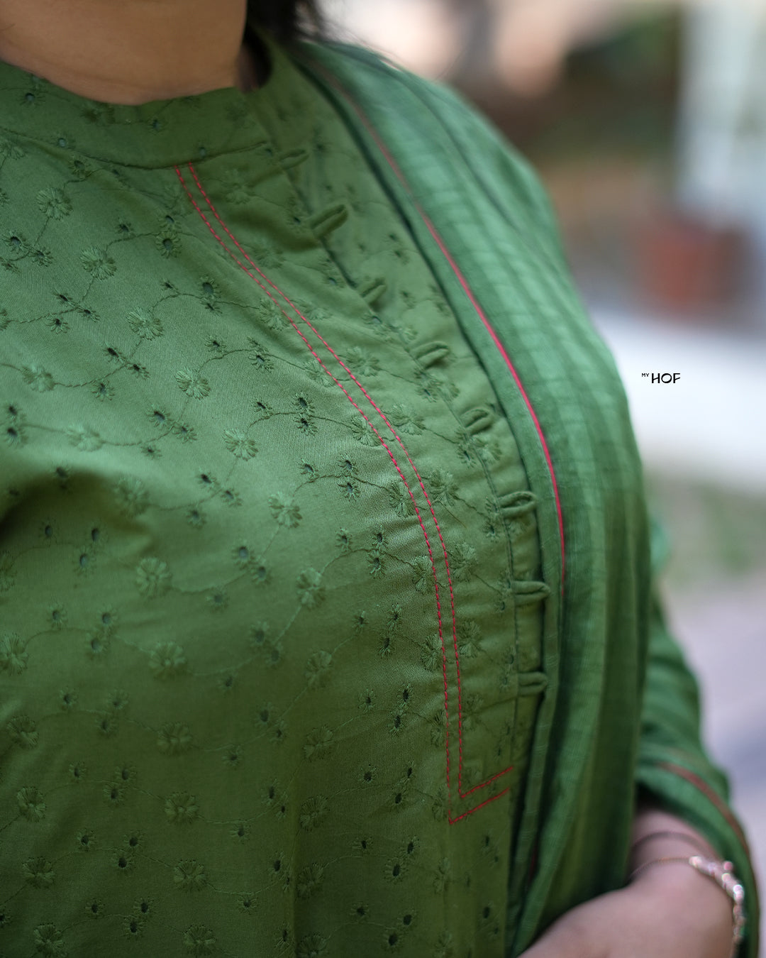 MY HOF Leaf Green Suit Set In Cotton Hakoba