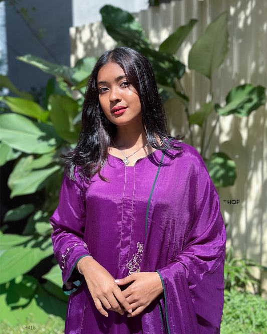 MY HOF Purple Suit Set In Crepe