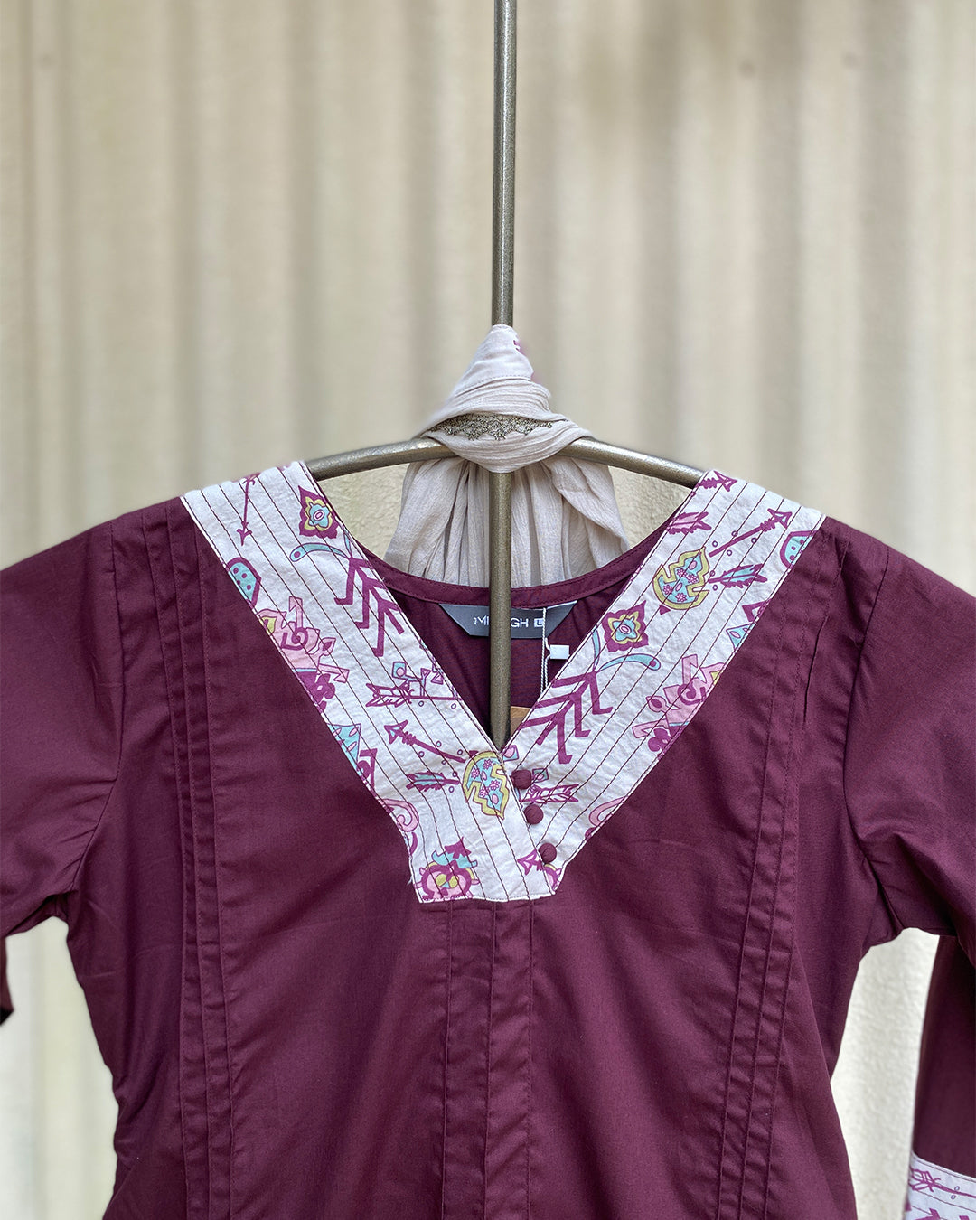 MY HOF Deep Maroon Suit Set In Cotton