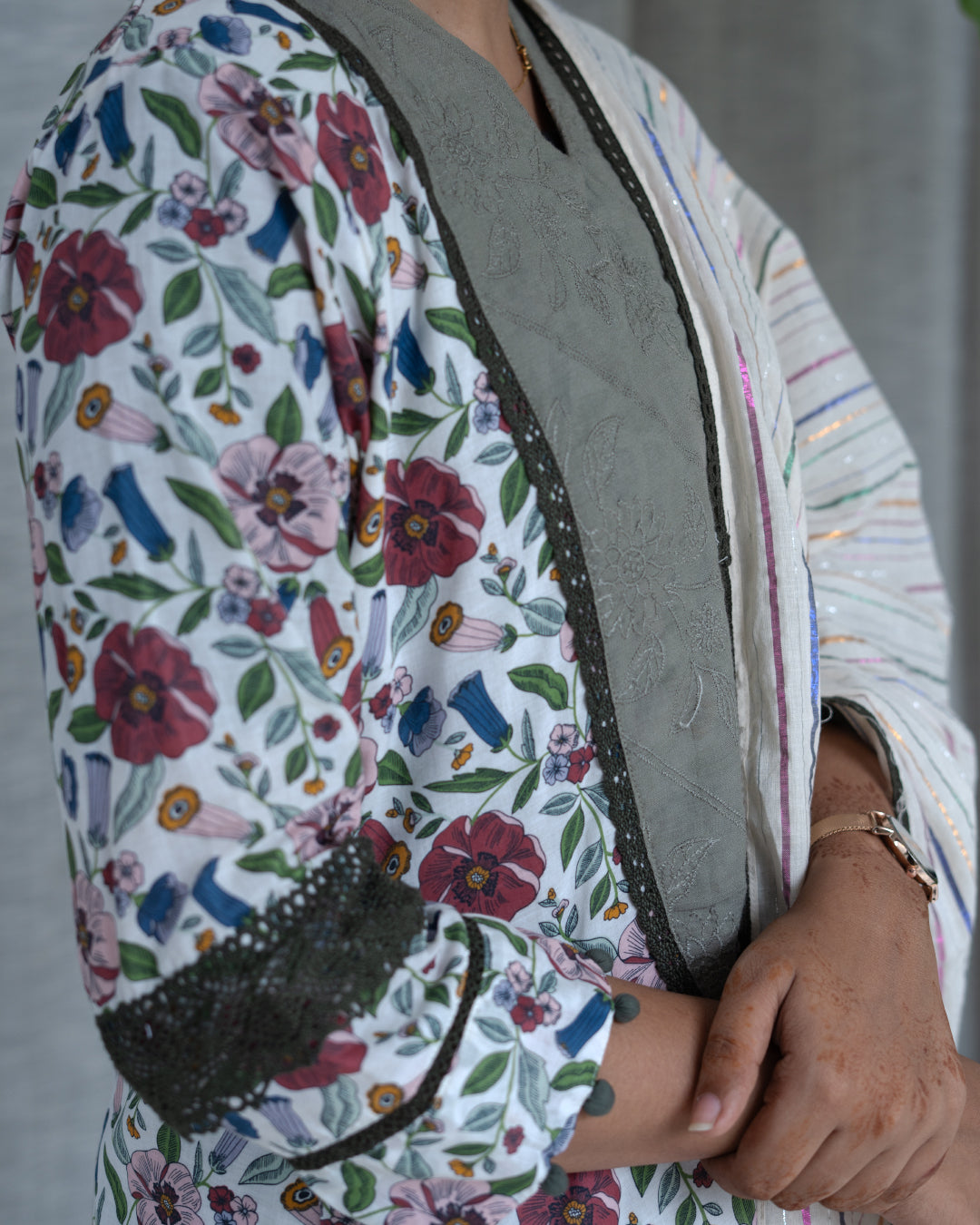 MyHof Floral Printed Suit Set In Cotton