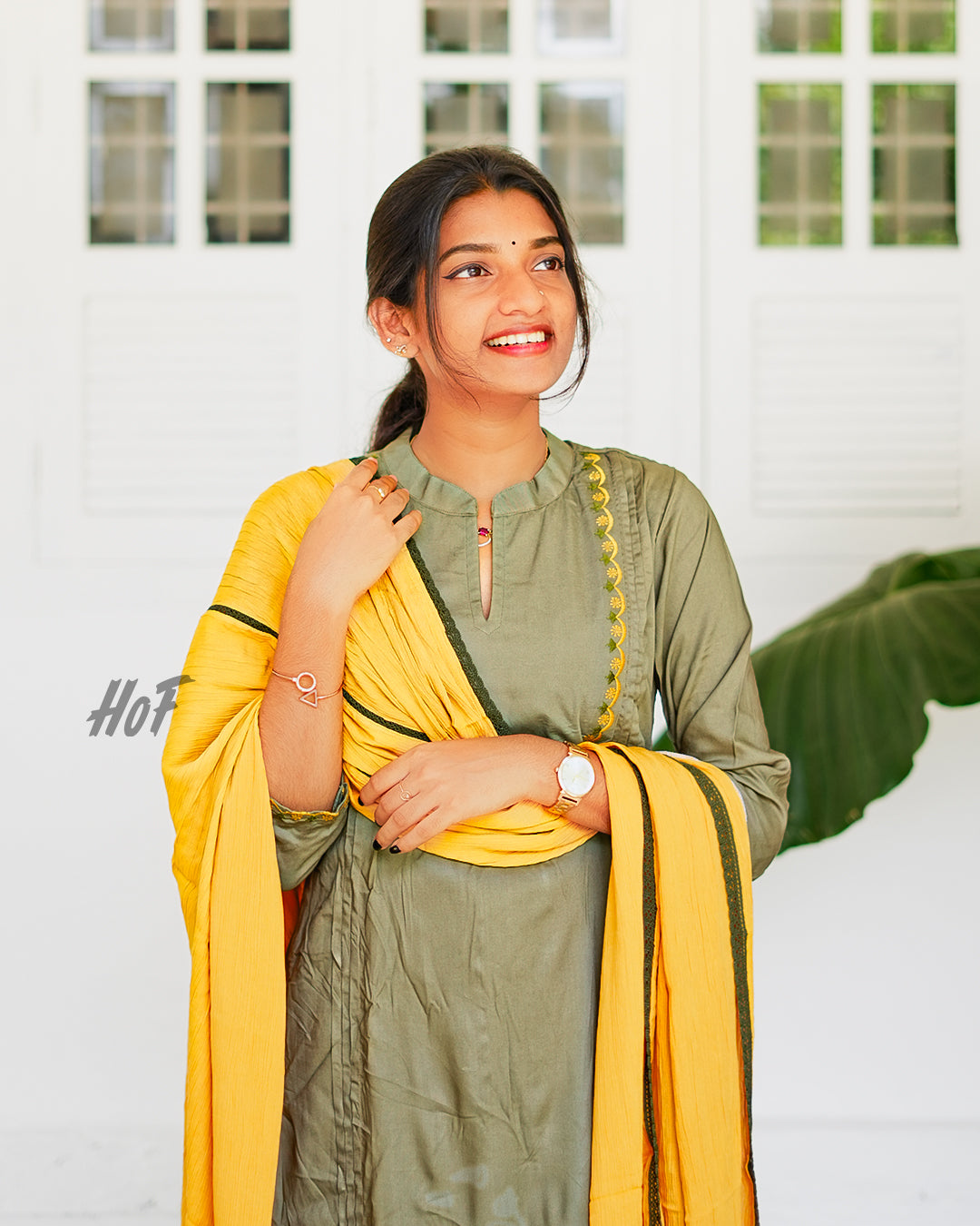 MyHof Olive Green Suit Set In Cotton