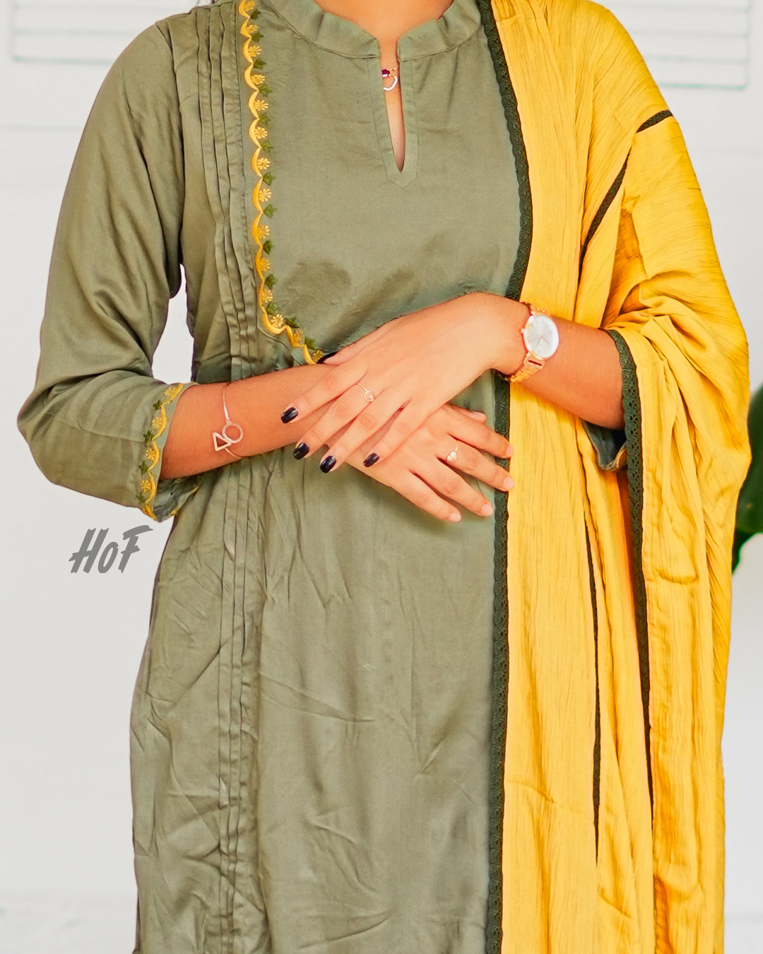 MyHof Olive Green Suit Set In Cotton