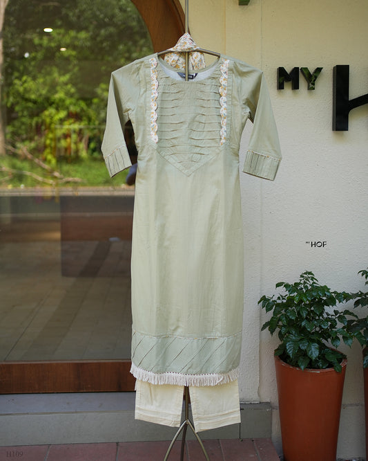 MyHof Pastel Green Suit Set In Cotton
