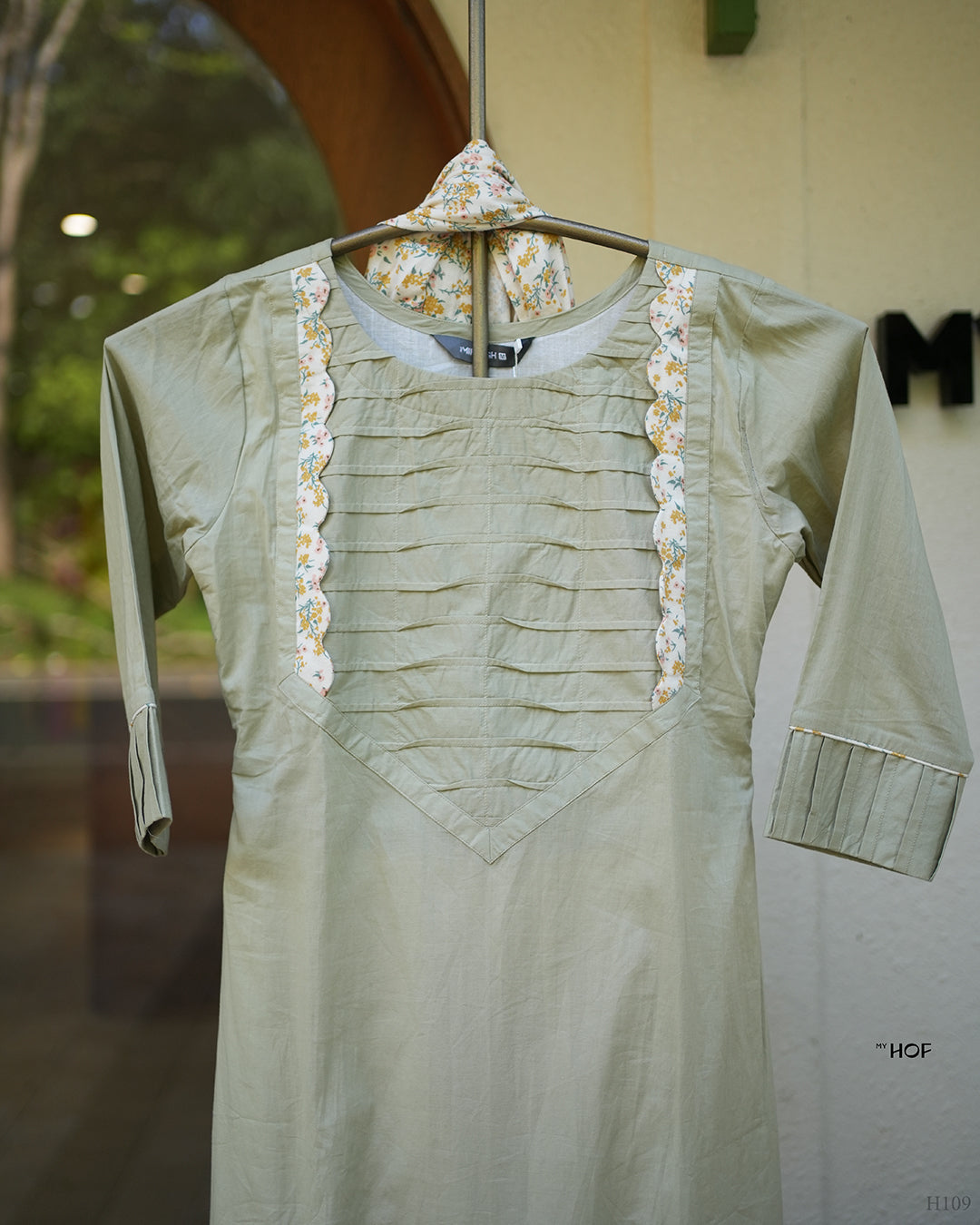 MyHof Pastel Green Suit Set In Cotton