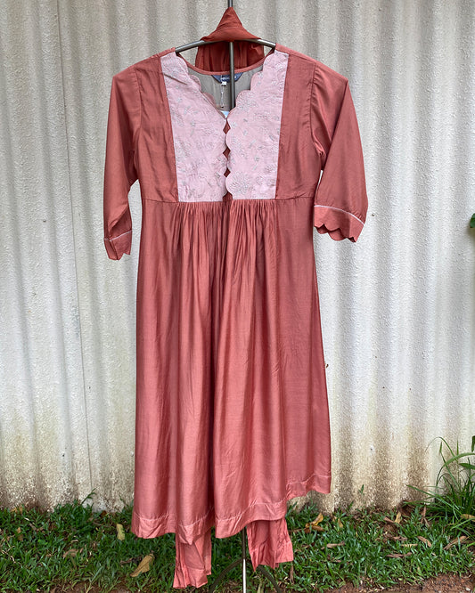 MY HOF Terracotta Pink Suit Set In Muslin