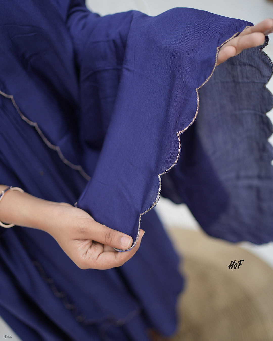 MyHof Royal Blue Hand Embroidery suit set In Muslin