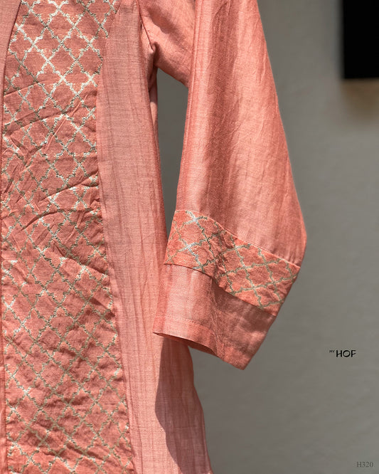 MY HOF Candy Pink Suit Set In Mul Chanderi