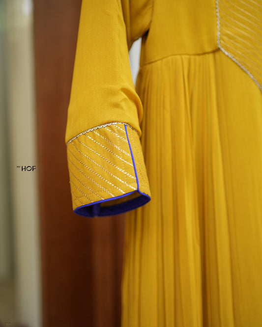 MY HOF Mustard Yellow Suit Set In Georgette