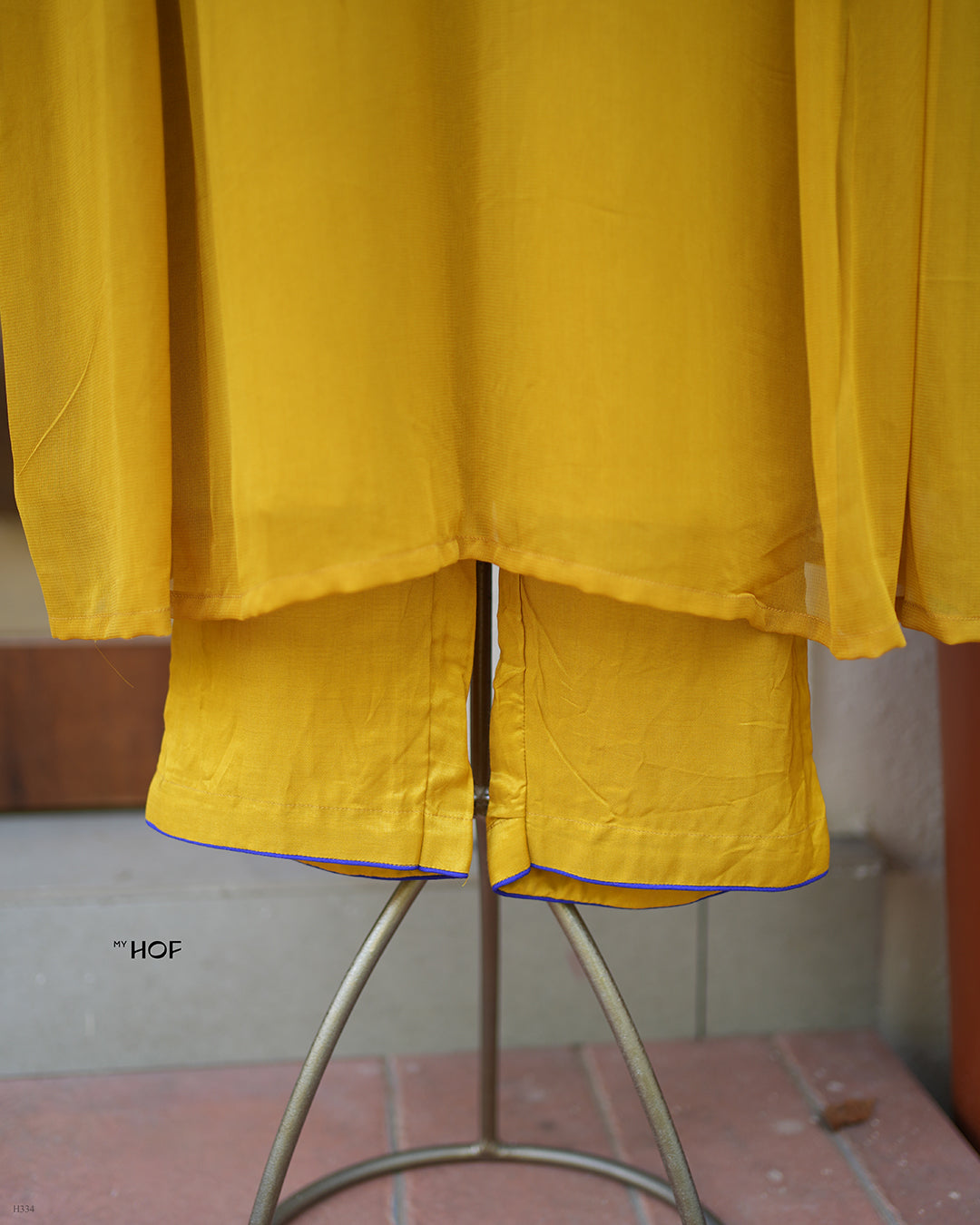 MY HOF Mustard Yellow Suit Set In Georgette