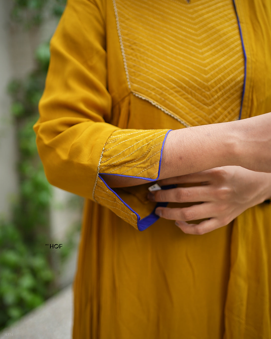 MY HOF Mustard Yellow Suit Set In Georgette