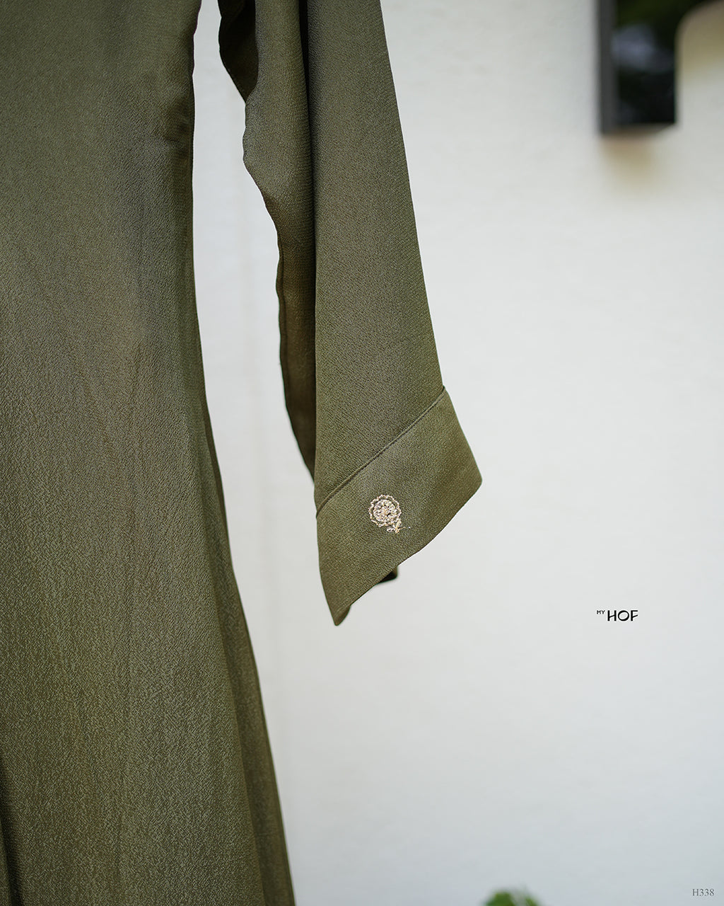 MY HOF Mehendi Green Suit Set In Crepe
