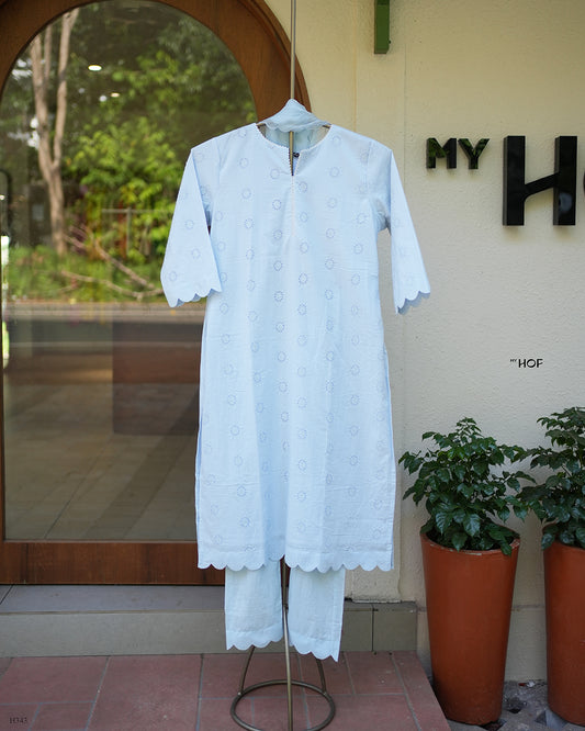 MY HOF Ice Blue Suit Set In Cotton Hakoba