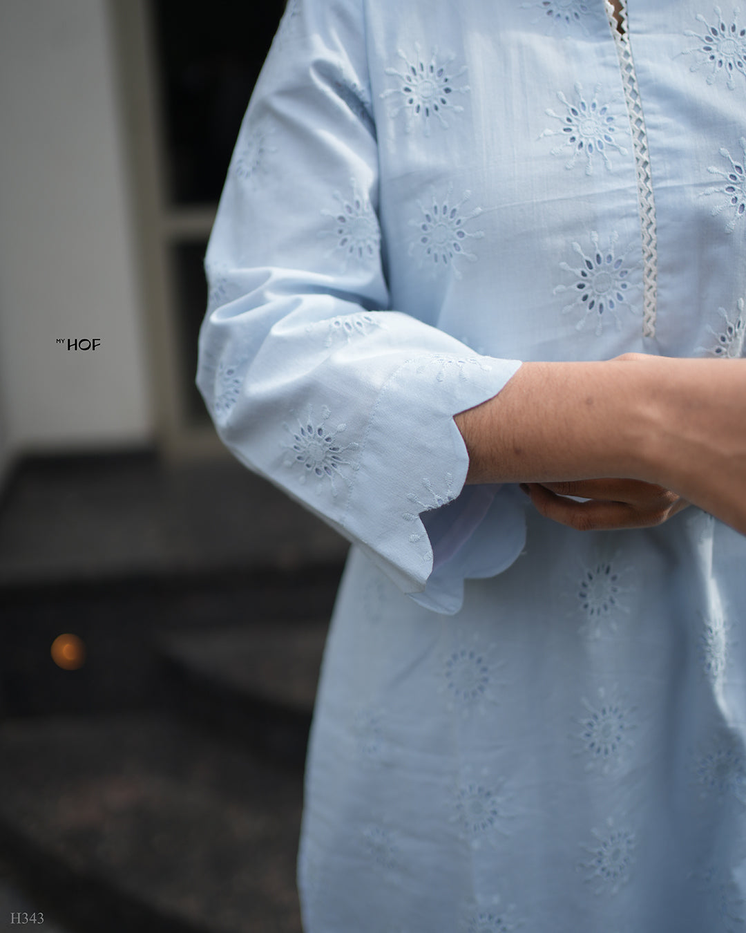 MY HOF Ice Blue Suit Set In Cotton Hakoba