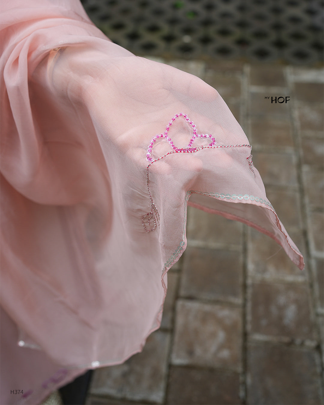 MY HOF Pastel Pink Suit Set With Hand Embroidery In Muslin