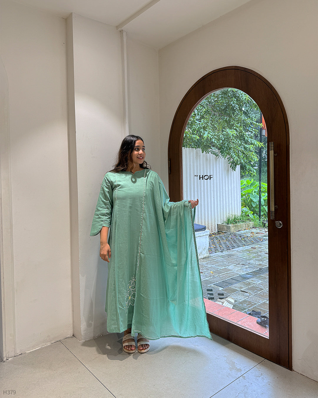 MY HOF Ocean Green Suit Set In Mul Cotton