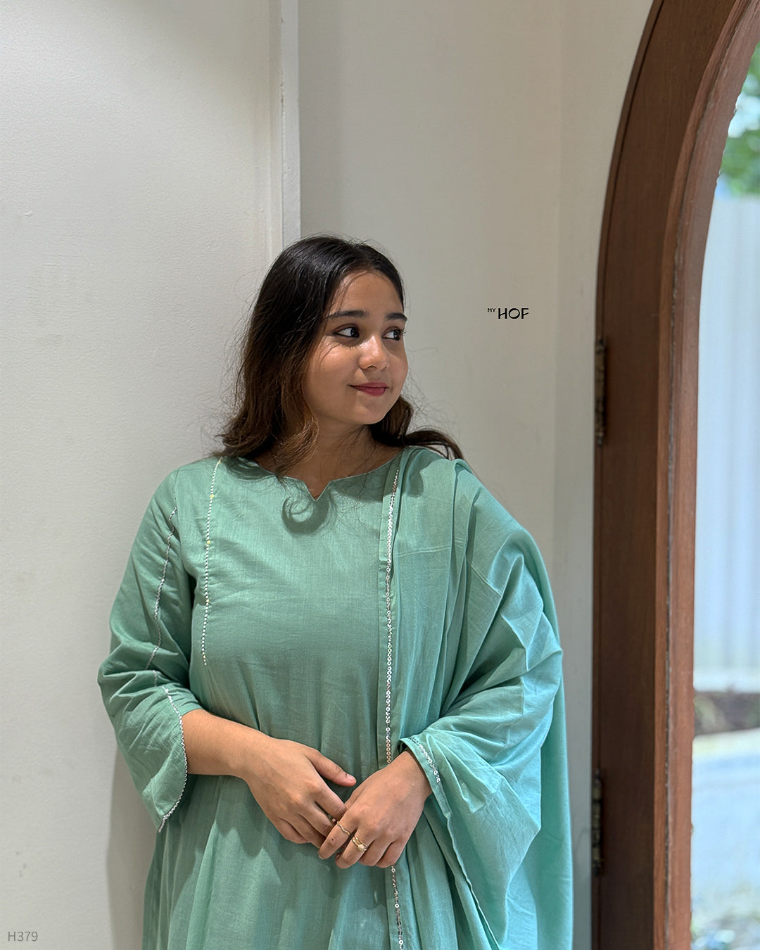 MY HOF Ocean Green Suit Set In Mul Cotton