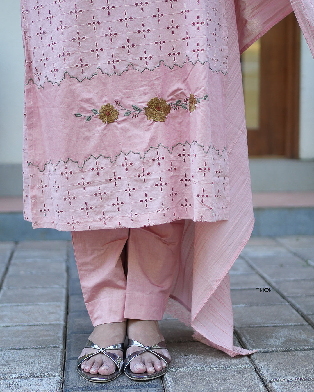 MY HOF Pastel Pink Suit Set In Cotton Hakoba