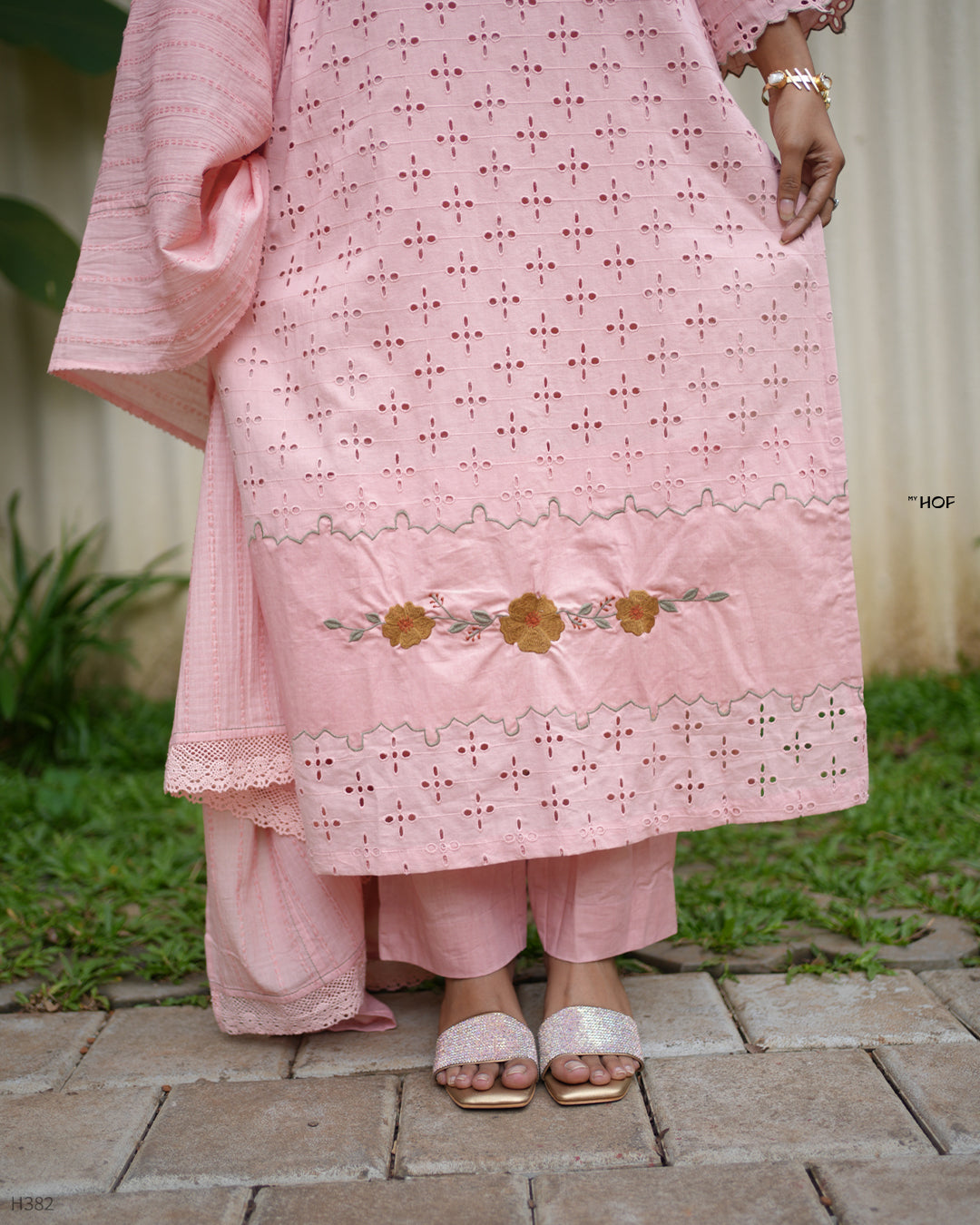 MY HOF Pastel Pink Suit Set In Cotton Hakoba