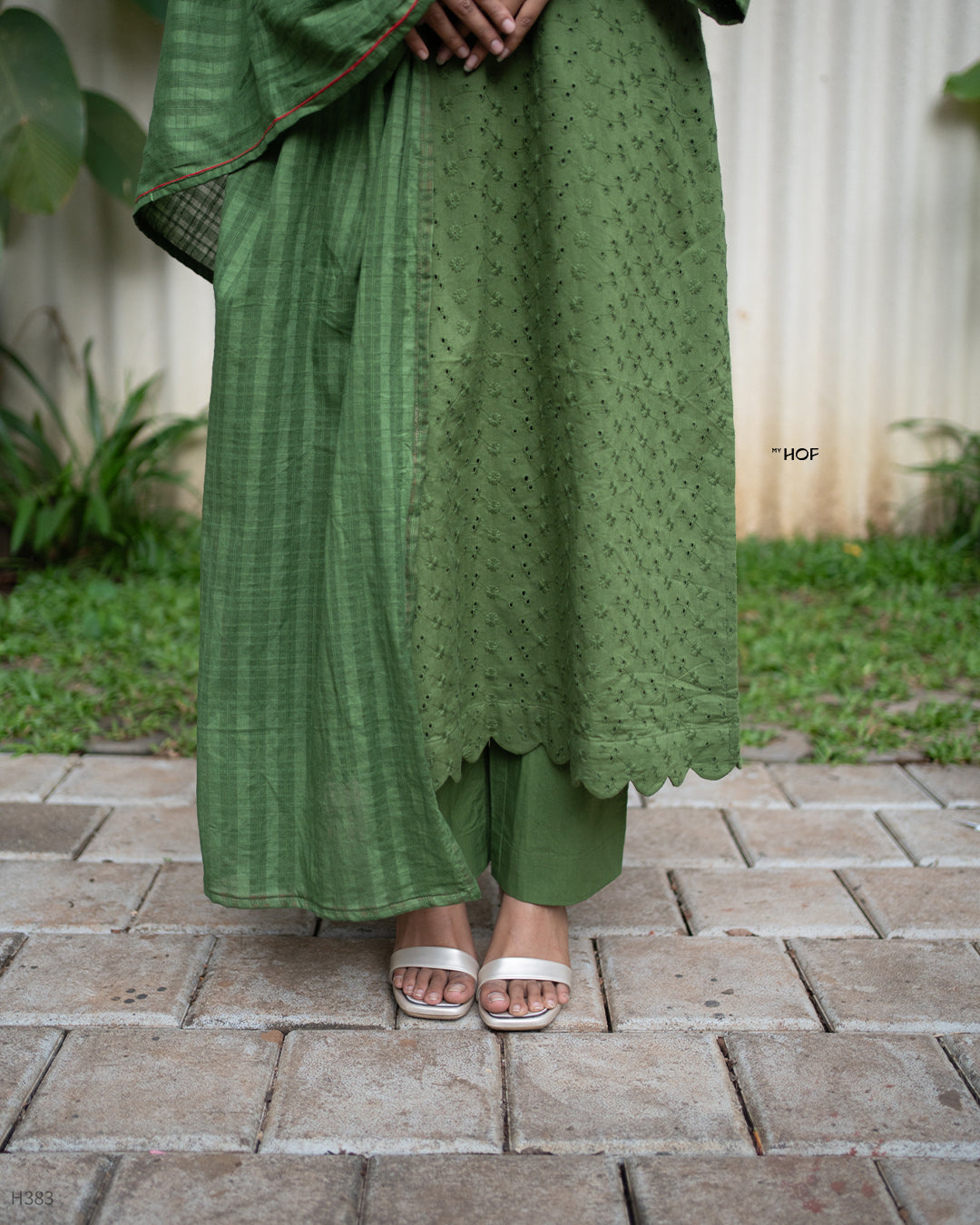 MY HOF Leaf Green Suit Set In Cotton Hakoba