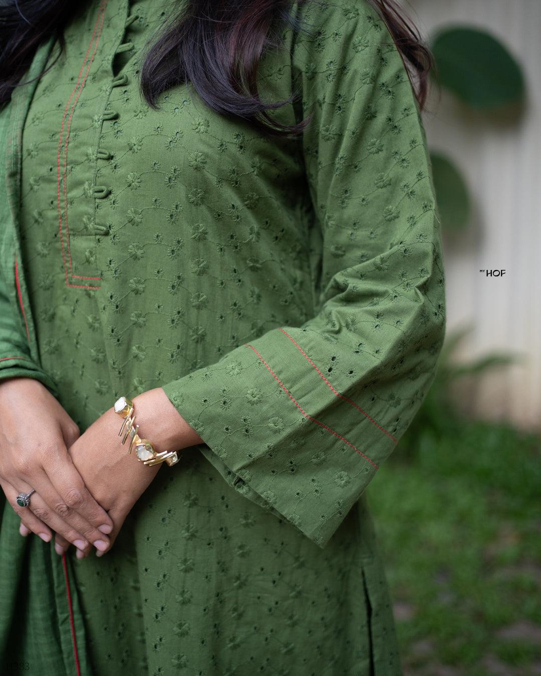 MY HOF Leaf Green Suit Set In Cotton Hakoba