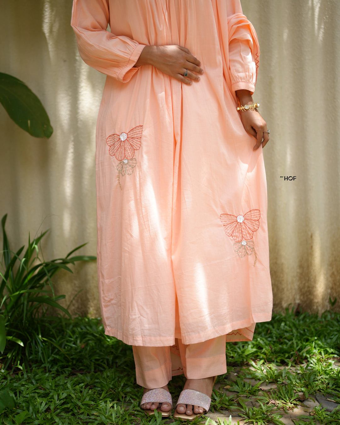 MY HOF peach  suit set In Mul Cotton