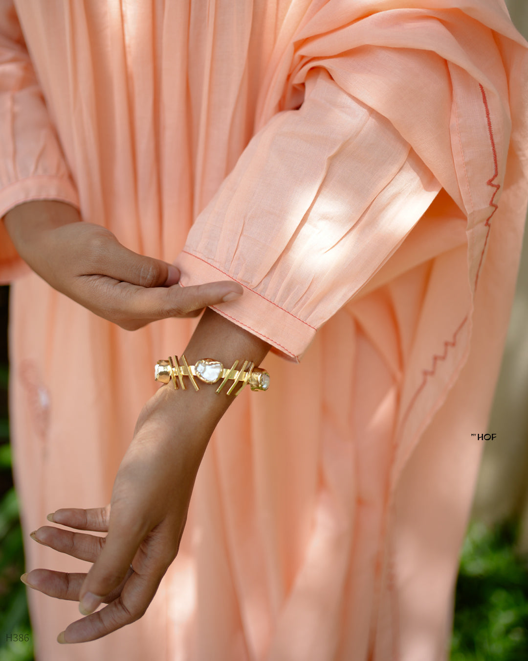 MY HOF peach  suit set In Mul Cotton