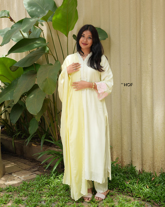 MY HOF Lemon Yellow Suit Set In Muslin
