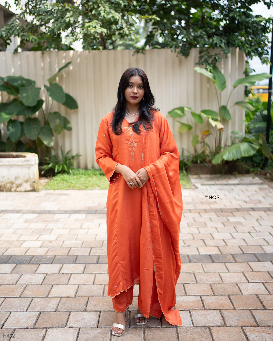 MyHof Brick Orange Suit Set In Muslin