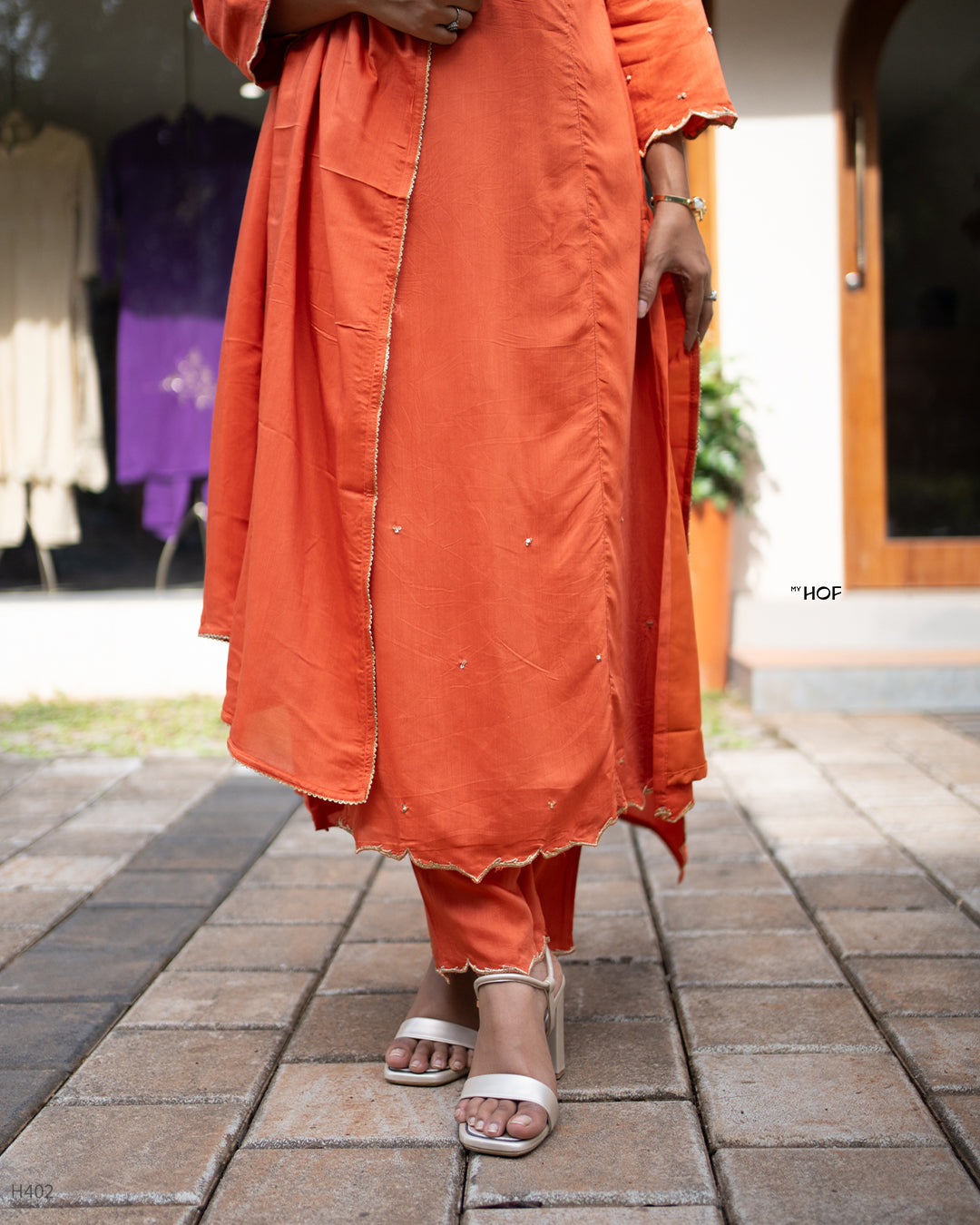 MyHof Brick Orange Suit Set In Muslin