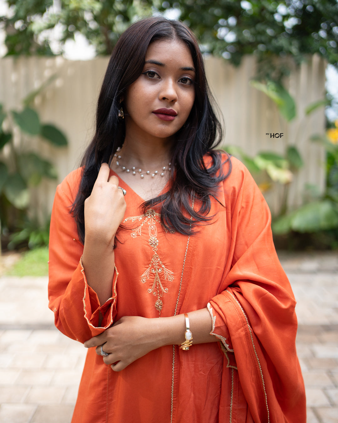 MyHof Brick Orange Suit Set In Muslin