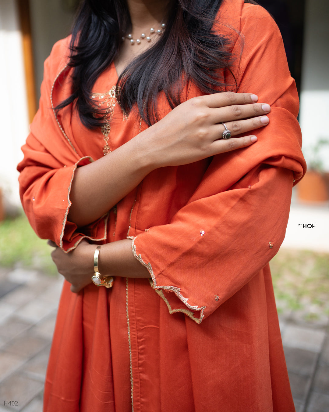 MyHof Brick Orange Suit Set In Muslin