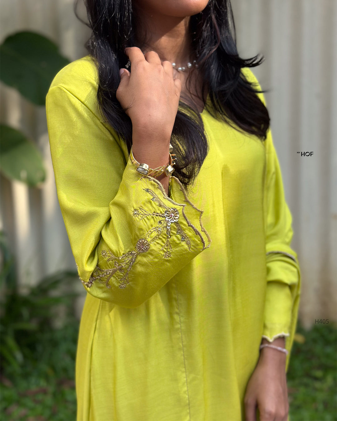 MY HOF Pastel green suit set in Muslin