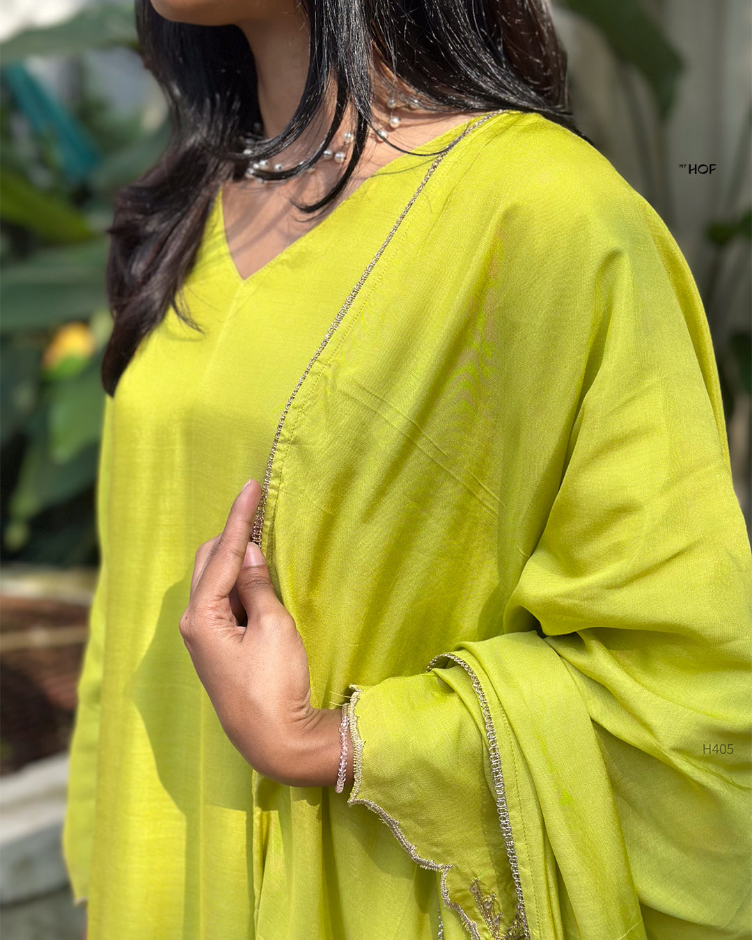 MY HOF Pastel green suit set in Muslin