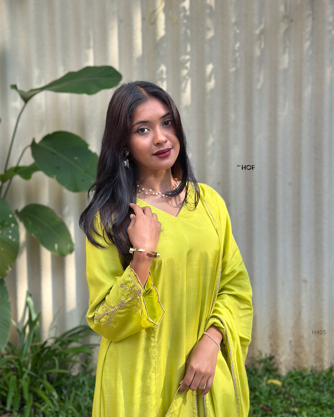 MY HOF Pastel green suit set in Muslin