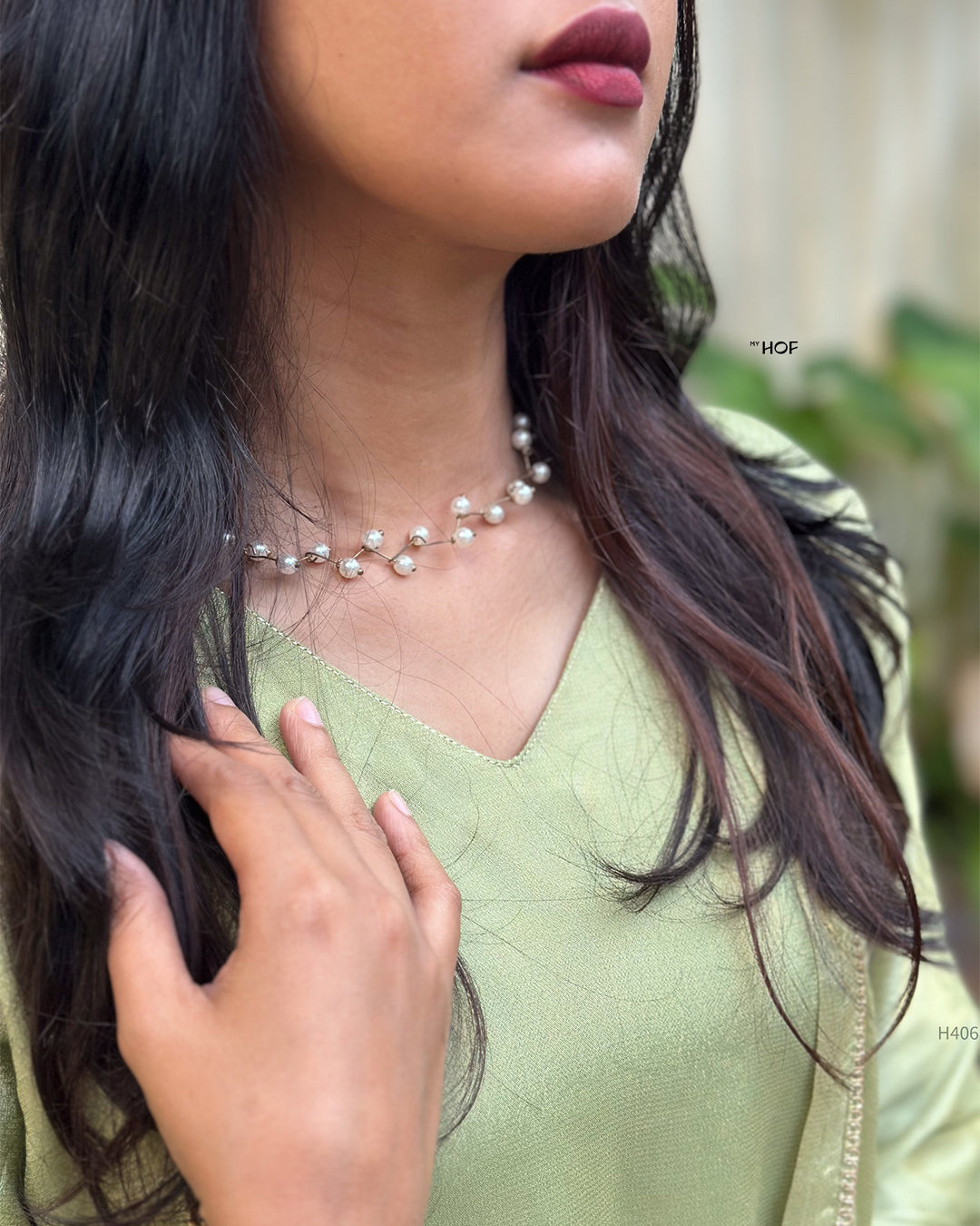 MY HOF Light olive green suit set in  crepe