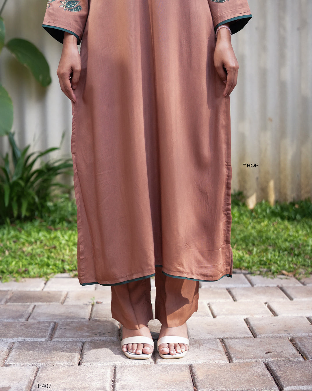 MY HOF Coffee Brown Suit Set In Muslin