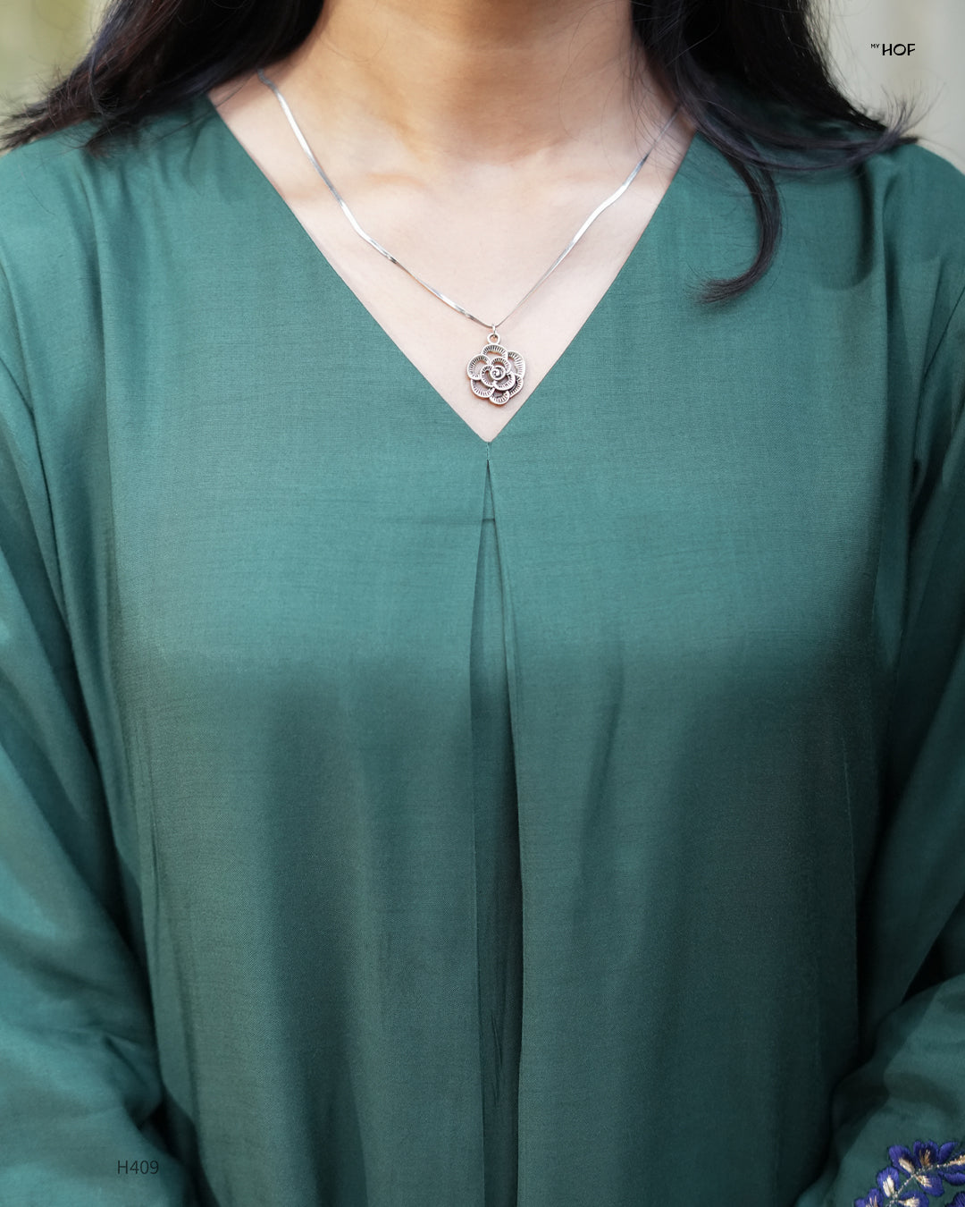 MY HOF  Bottle Green suit set In Muslin Silks