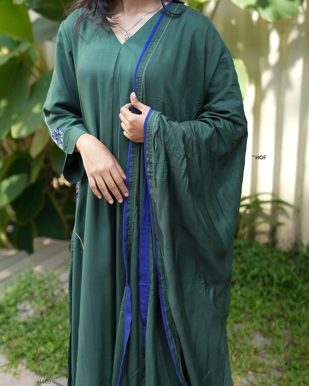 MY HOF  Bottle Green suit set In Muslin Silks