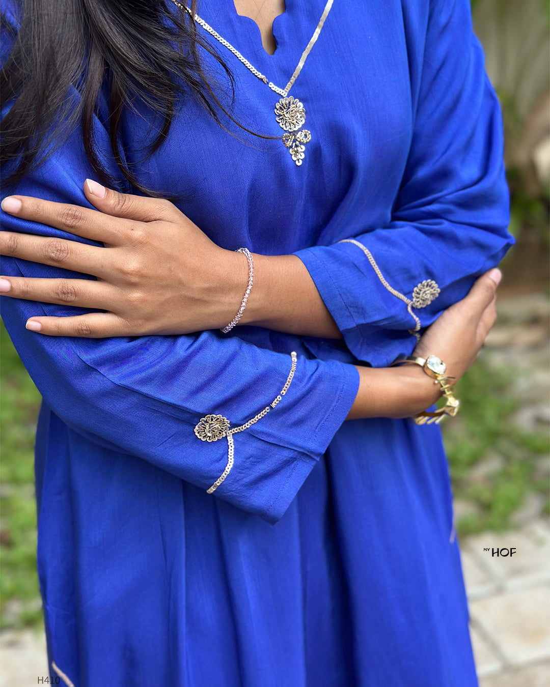 MY HOF Royal Blue suit set in Muslin