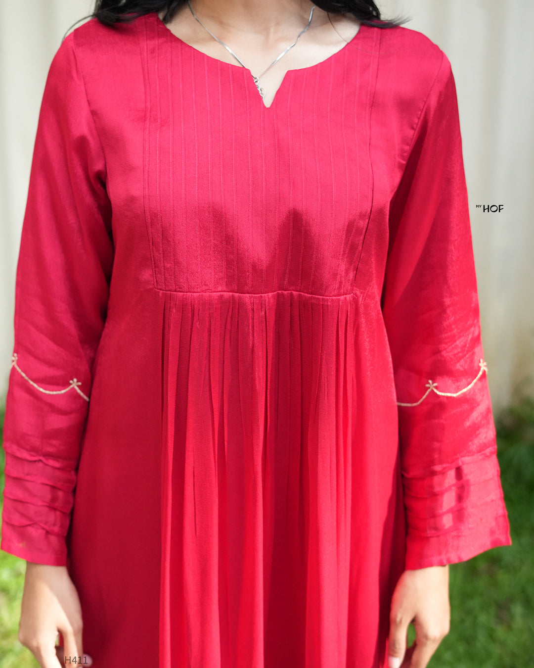 MY HOF Red Suit Set In Georgette