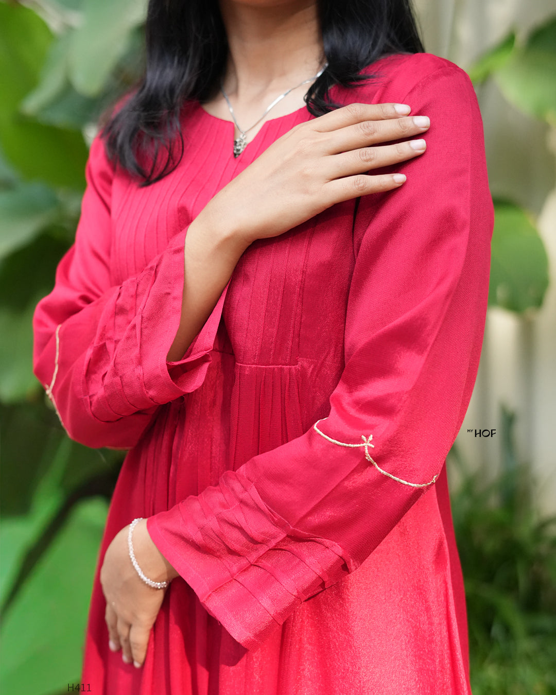 MY HOF Red Suit Set In Georgette