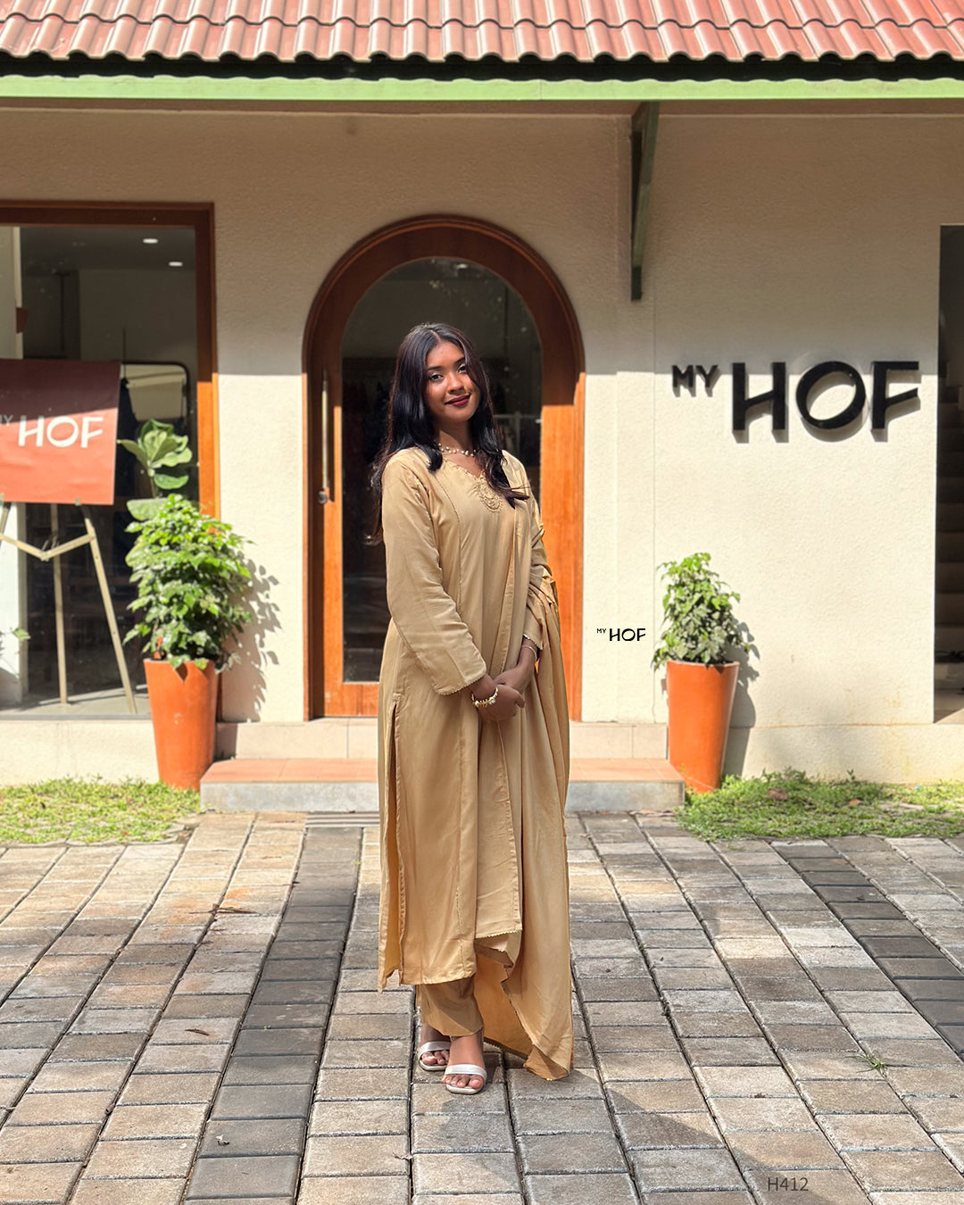 MY HOF Beige Color Suit Set In Muslin