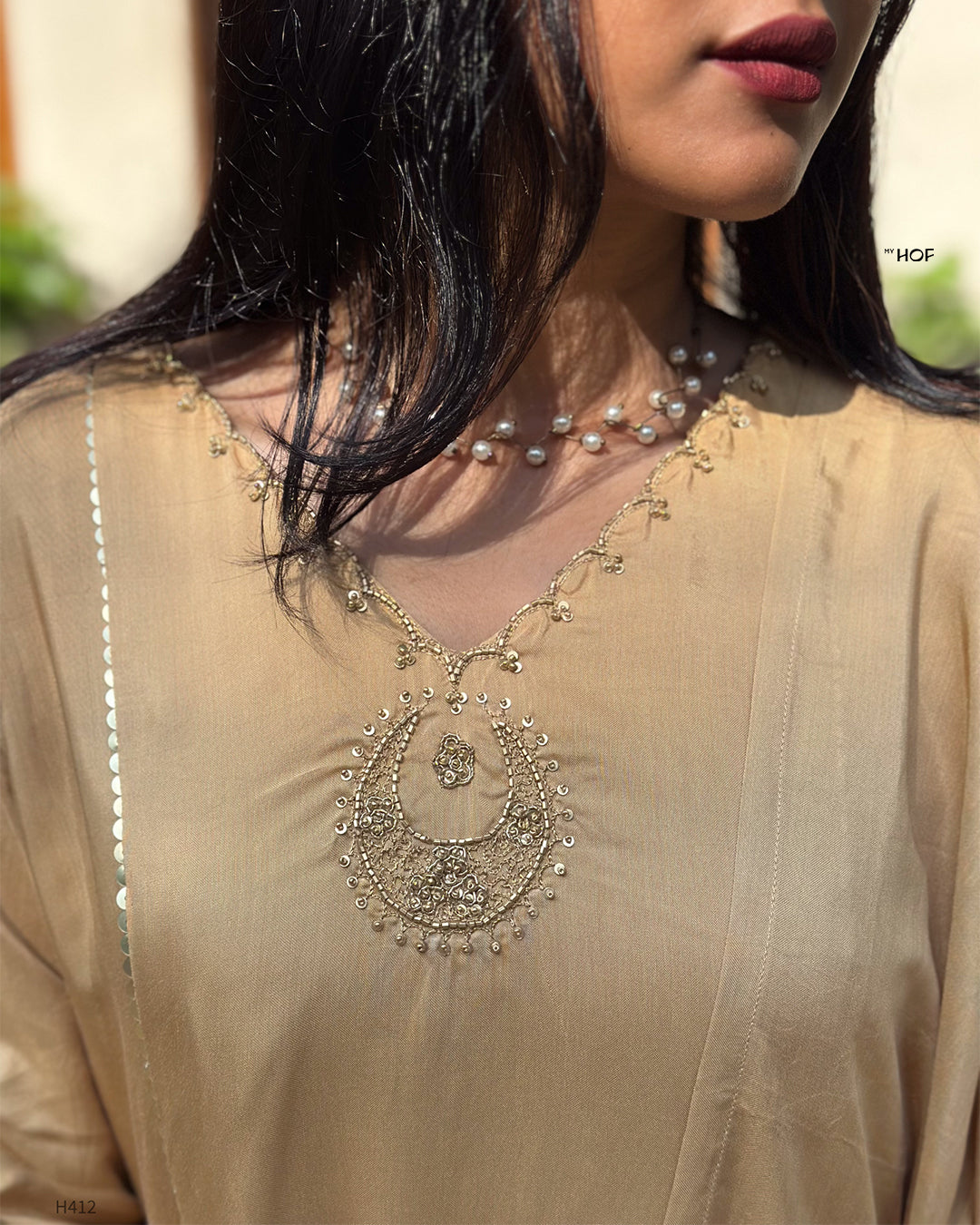 MY HOF Beige Color Suit Set In Muslin